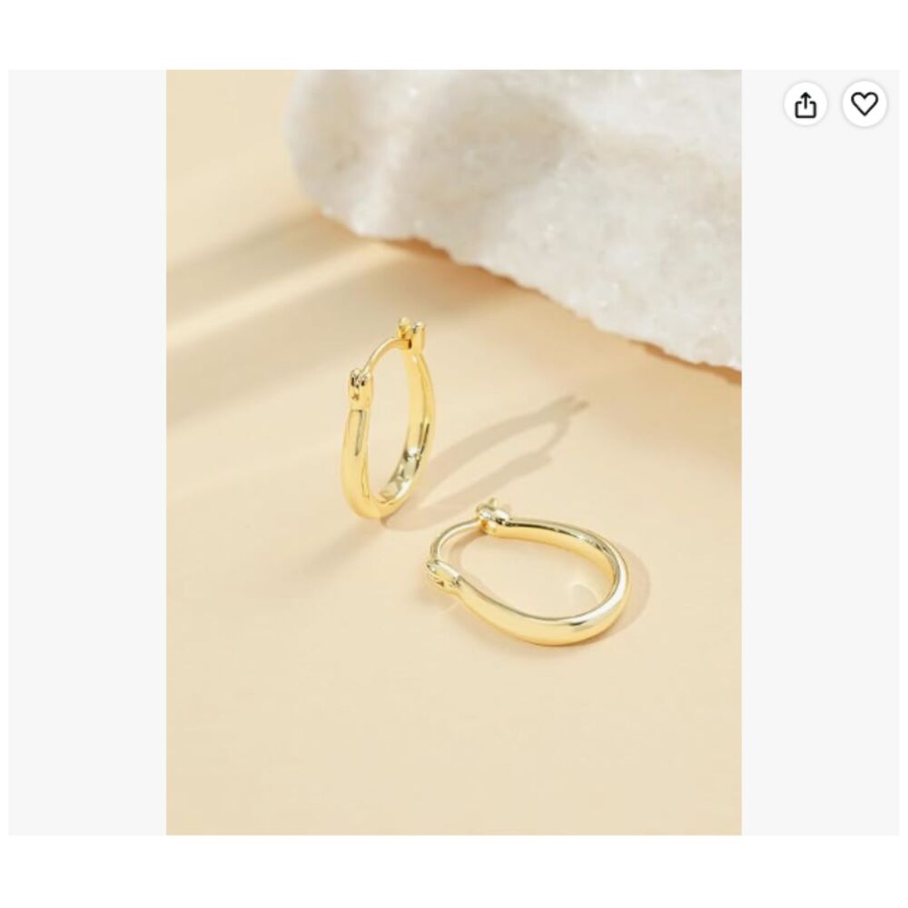 14K Gold Plated U Shape Minimalist Huggie Hoop Earrings